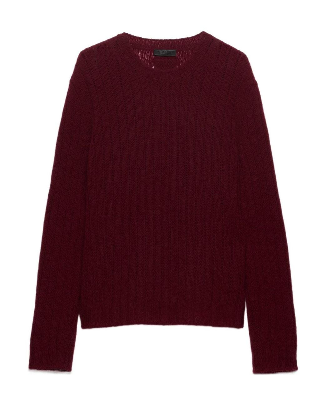 Prada Red Wool Crew-Neck Sweater for men