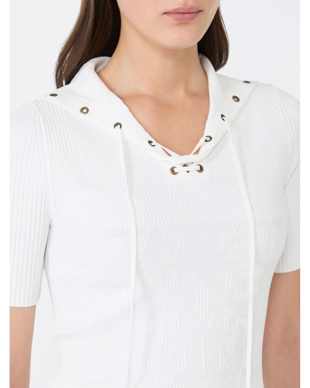 Max Mara White Short-Sleeved Knit Top