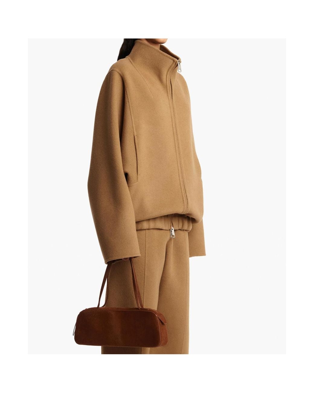 Khaite Brown Garret High Neck Zipped Jacket