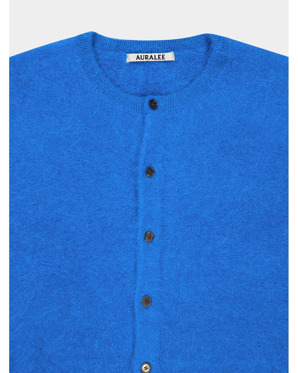 Auralee Blue Garment-Dyed Cardigan