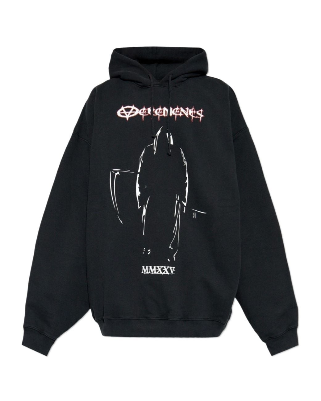 Vetements Black Graphic Printed Drawstring Hoodie for men