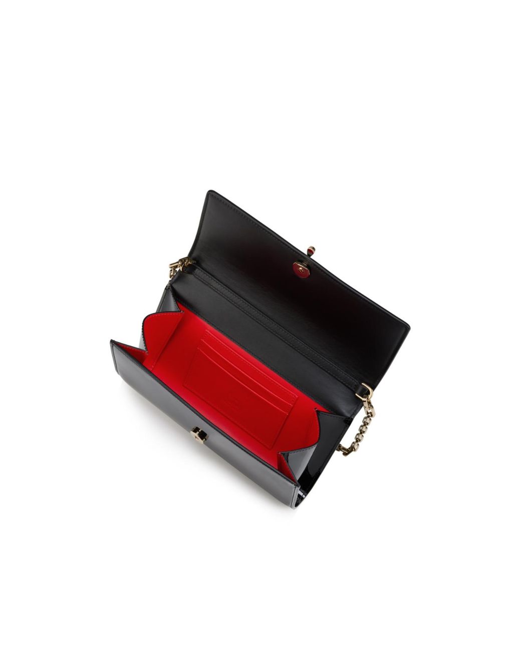 Christian Louboutin Black Fold-Over Wallet On Chain