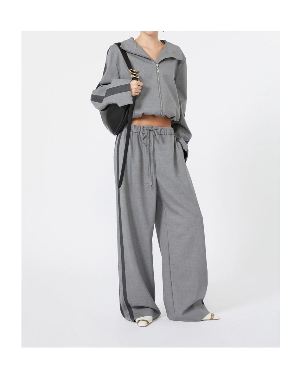 Sportmax Gray Spxaceri Side Stripe Pants