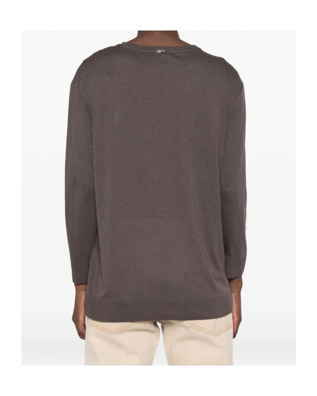 Herno Brown Crew-Neck Long-Sleeve Top