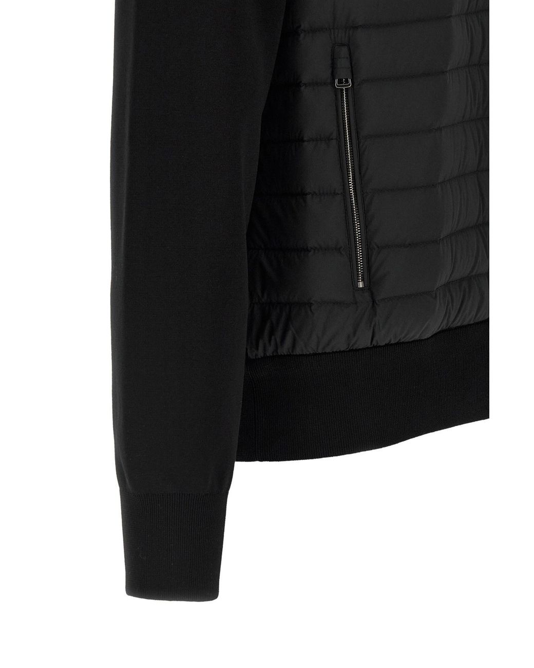 Moncler Black Quilted Zipped Jacket for men