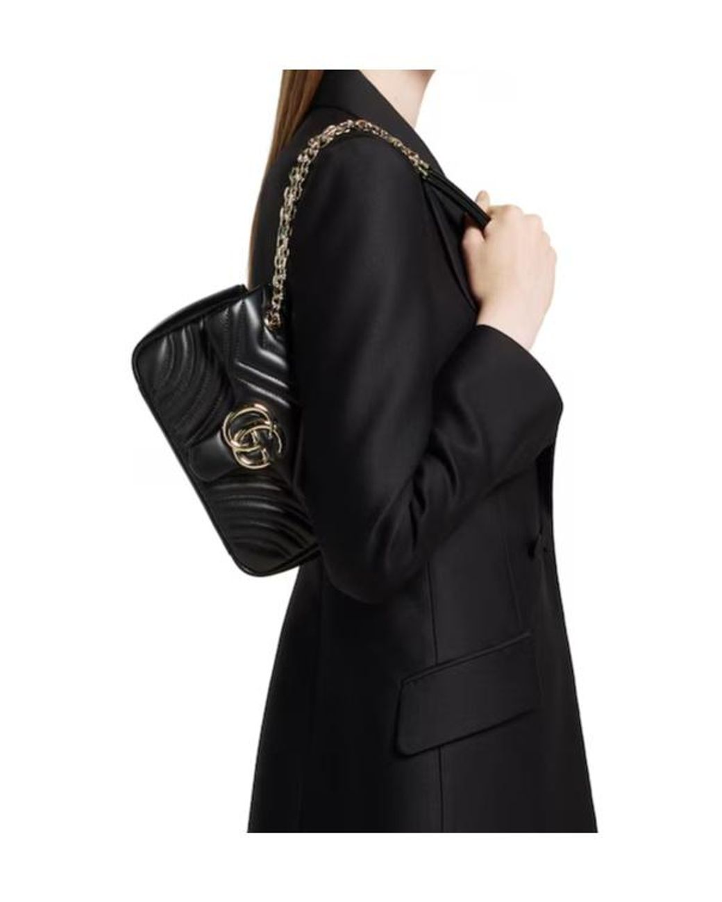 Gucci Black Gg Marmont Small Shoulder Bag
