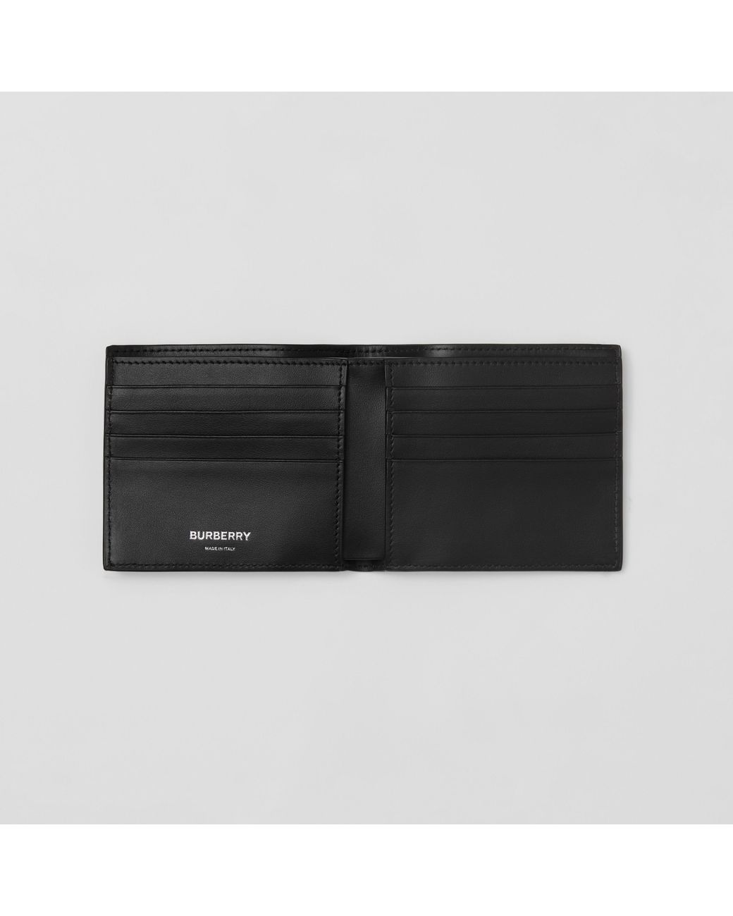 Burberry Black International Embossed Check Leather Wallet for men