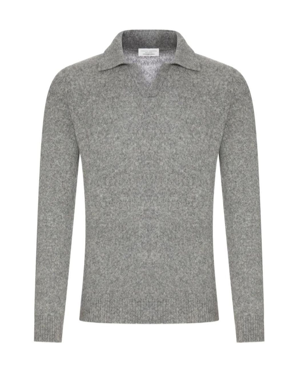 Roberto Collina Gray Polo Collar Knit Sweater for men