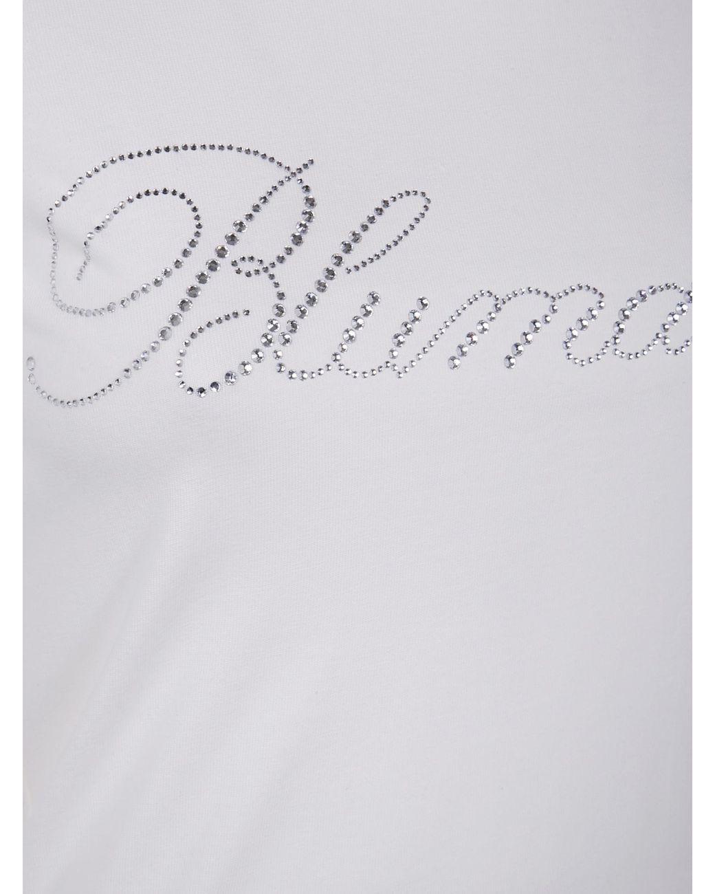 Blumarine White Logo Embellished Crewneck T-Shirt
