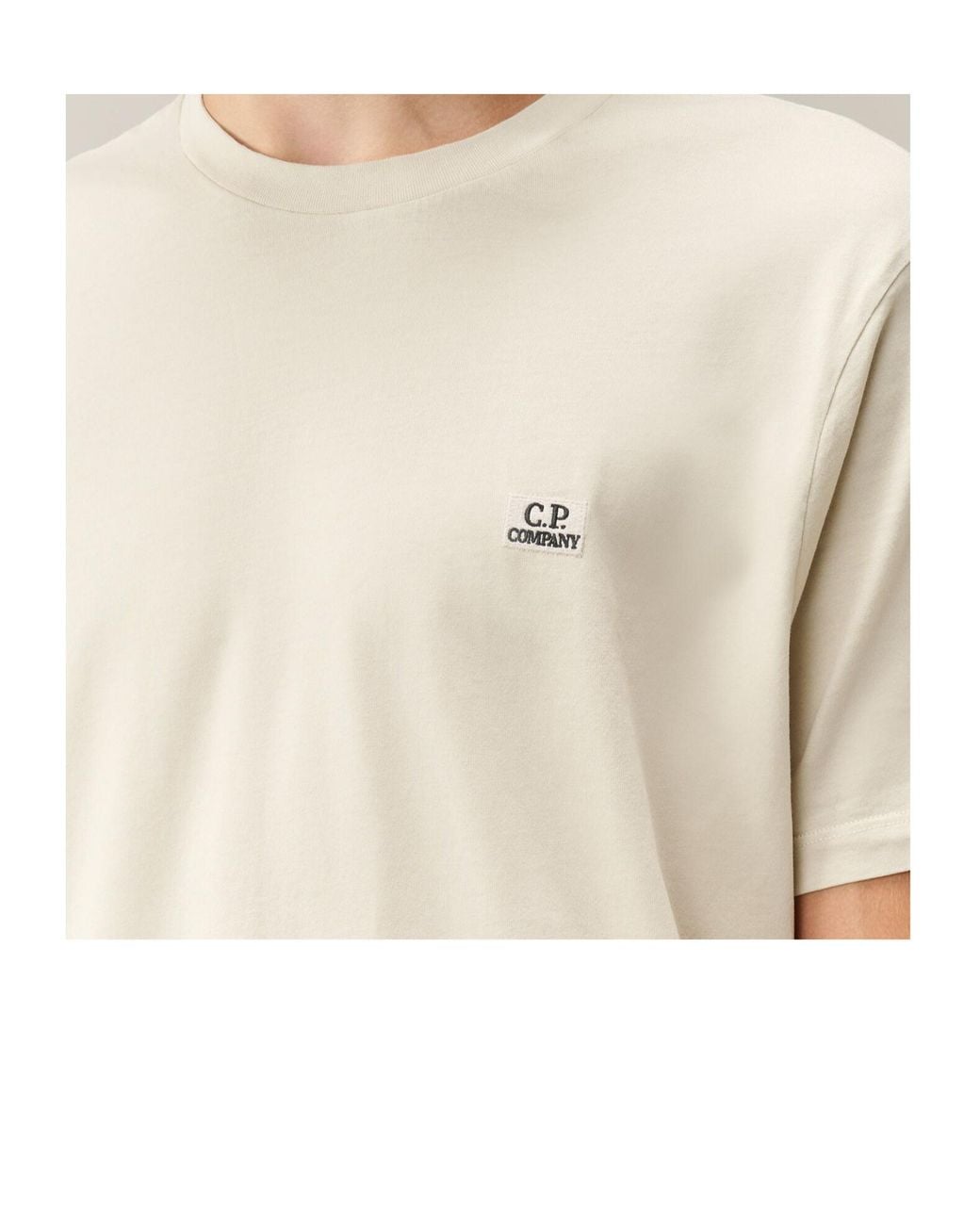 C P Company White 30/1 Jersey Short-Sleeve Logo Patch T-Shirt for men