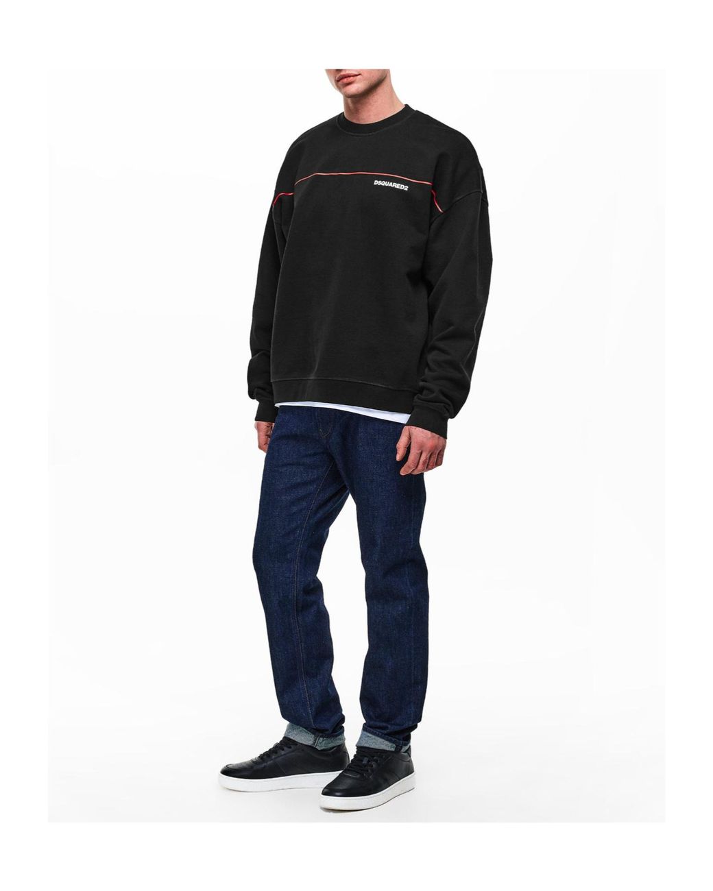 DSquared² Black Minimalist Crew Neck Sweatshirt for men