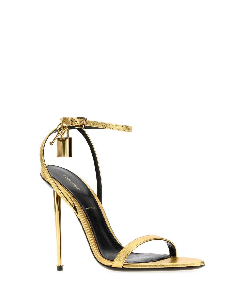 Tom Ford Metallic Laminated Padlock Pointy Sandals