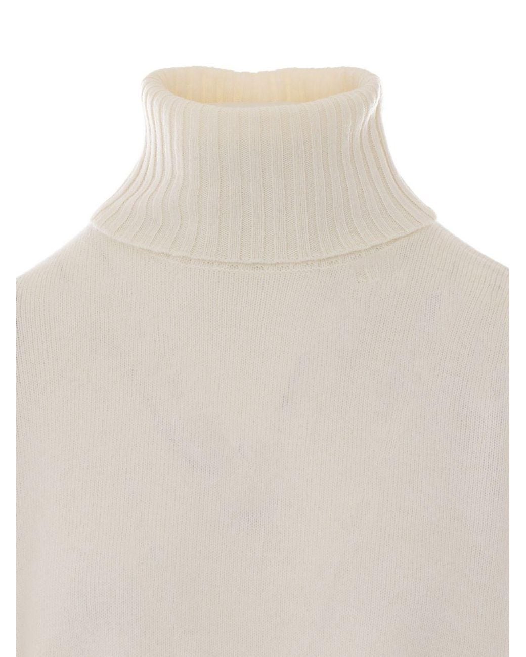 Liu Jo White Ribbed Turtleneck Knitted Sweater