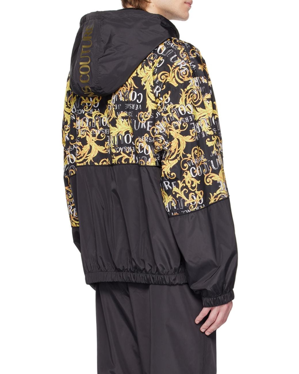 Versace Jeans Black Logo-Print Hoodie for men