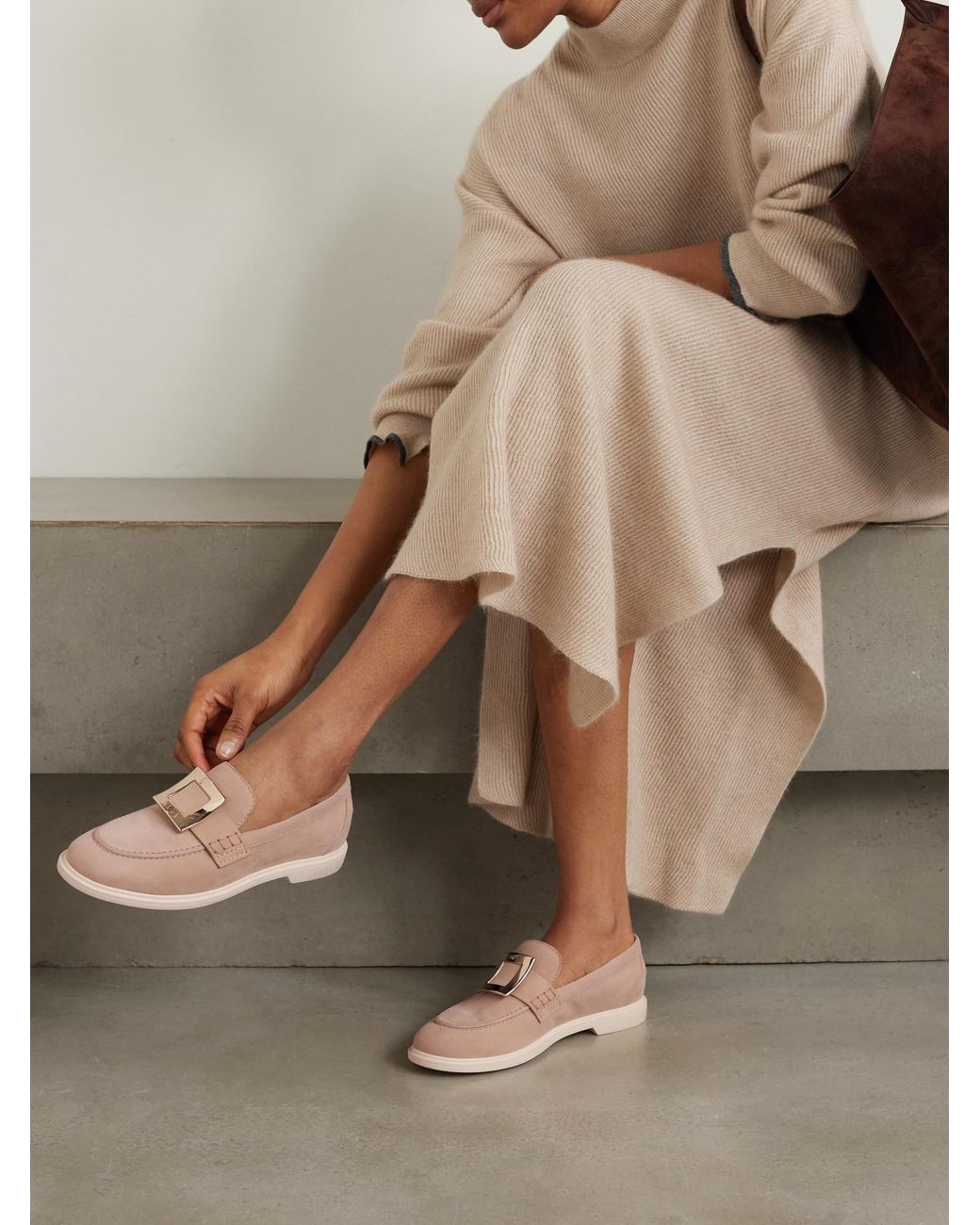 Roger Vivier Pink Viv Rangers Loafer Shoes