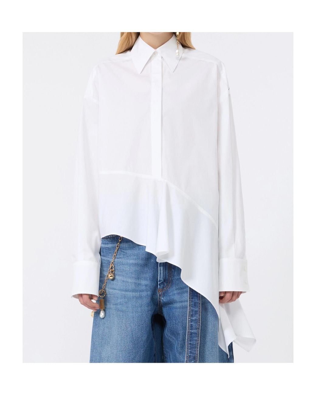 Sportmax White Asymmetric Button-Up Shirt
