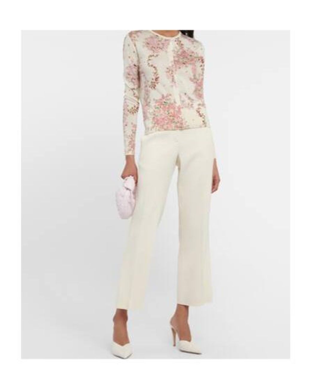 Giambattista Valli Pink Floral Cashmere And Silk Cardigan