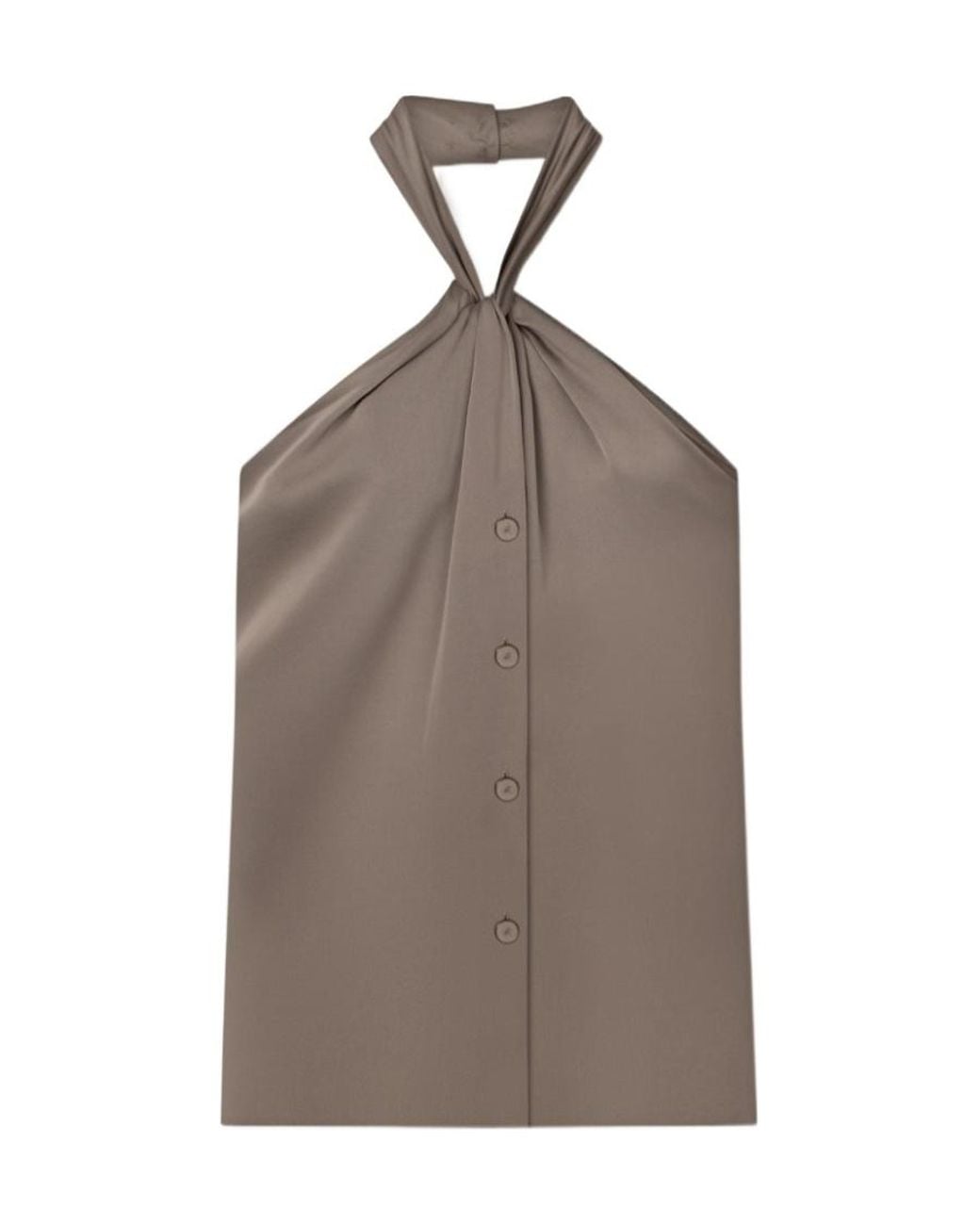 Nanushka Brown Neline Draped Slip Satin Top
