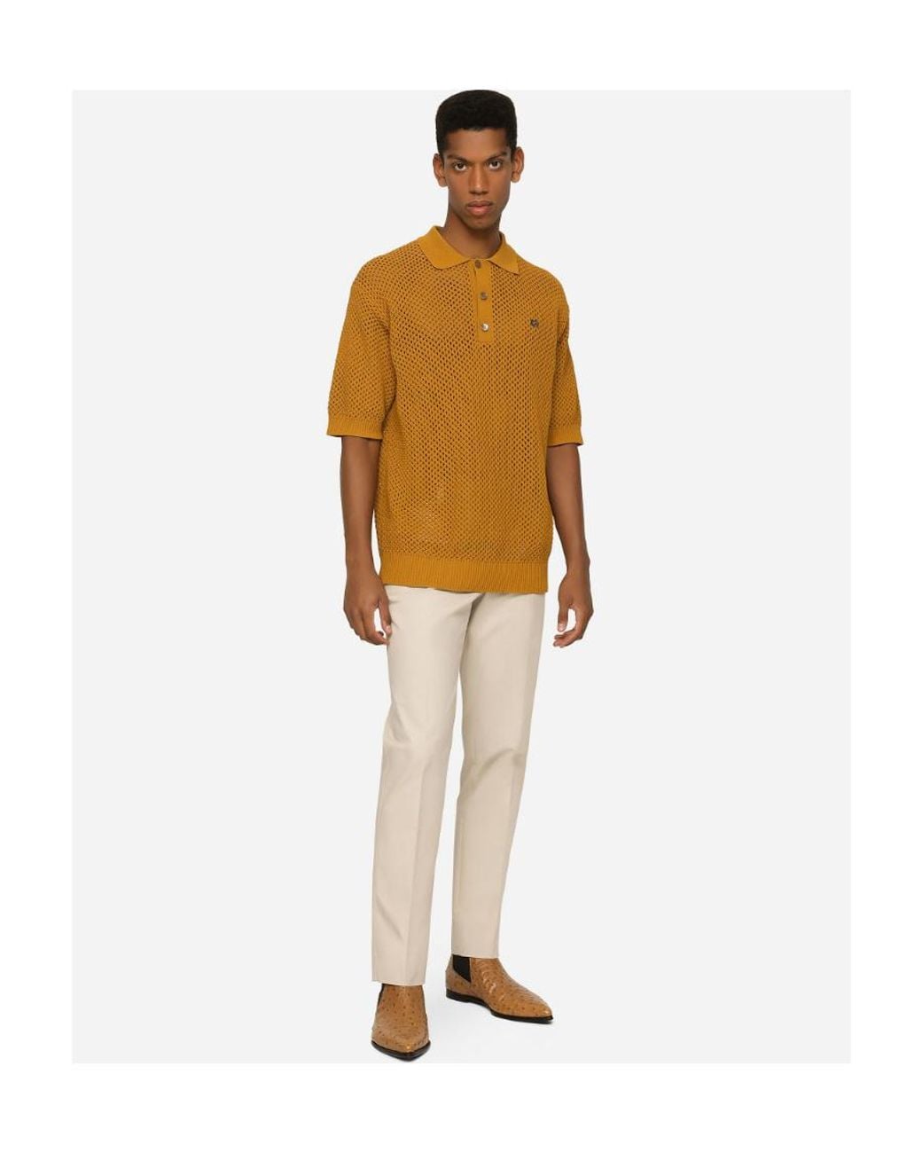 Dolce & Gabbana White Logo Patch Tailored Trousers for men