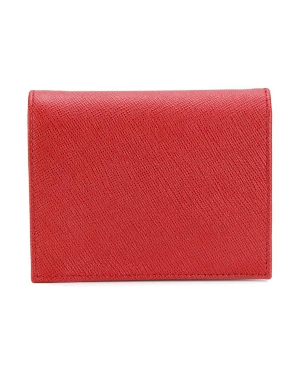 Prada Red Logo Compact Wallet