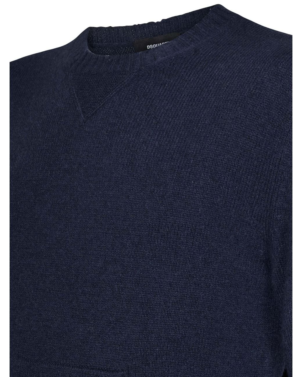 DSquared² Blue Logo Plaque Crewneck Knitted Jumper for men