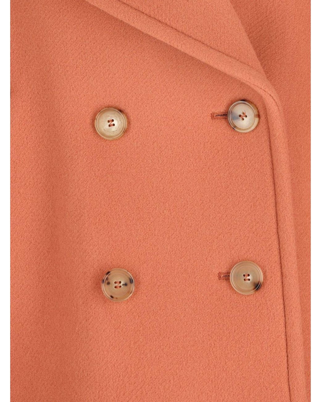 Chloé Orange Chloé Double-Breasted Oversized Coat