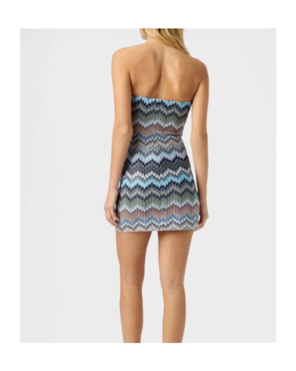 Missoni Blue Chevron Strapless Mini Dress