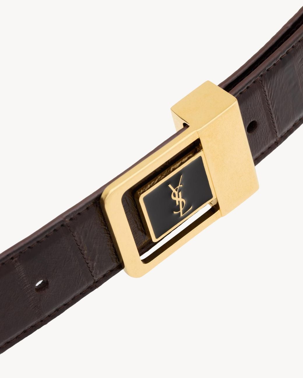 Saint Laurent White La 66 Buckle Belt