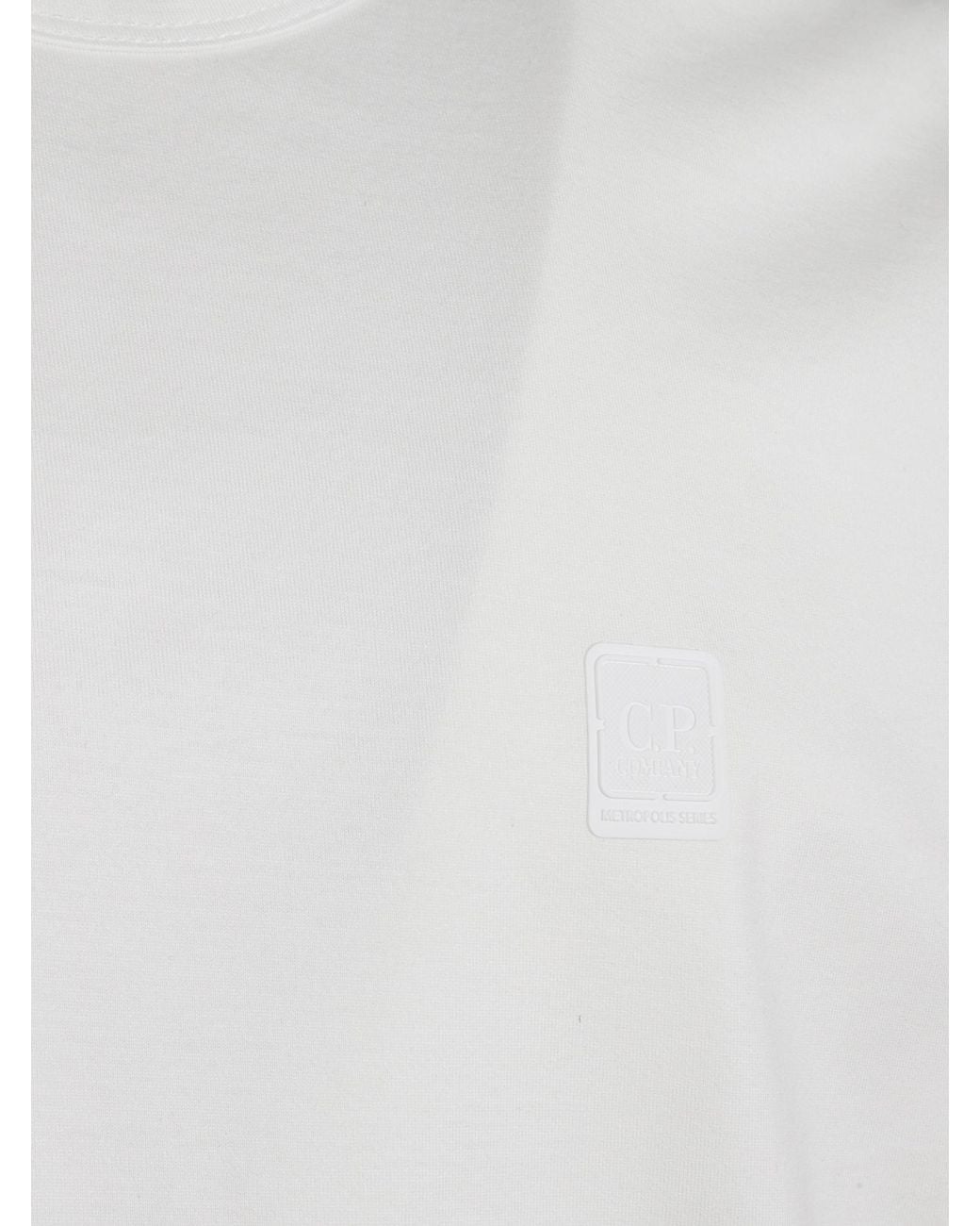 C P Company White Metropolis Series Logo-Patch T-Shirt for men