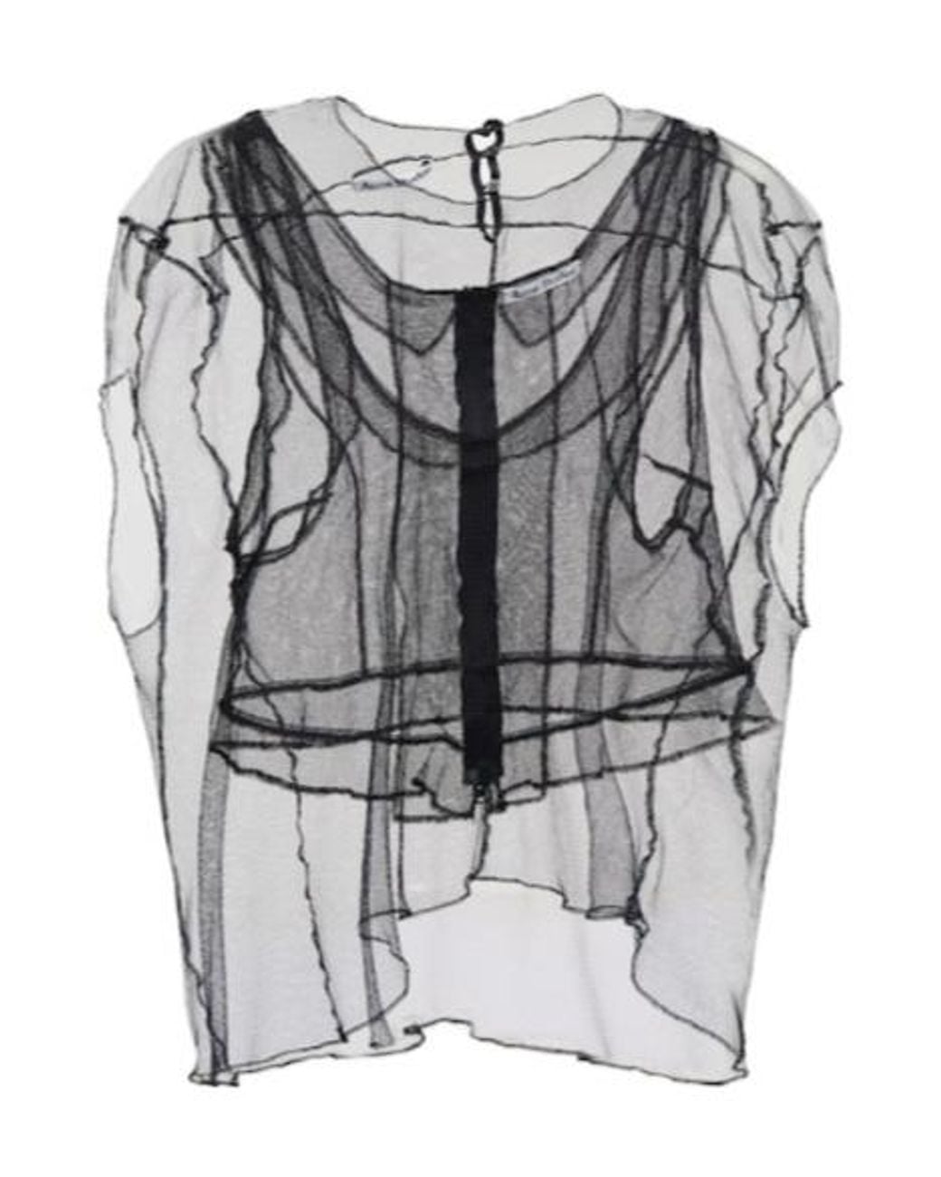 Acne Gray Ruffled Mesh Top