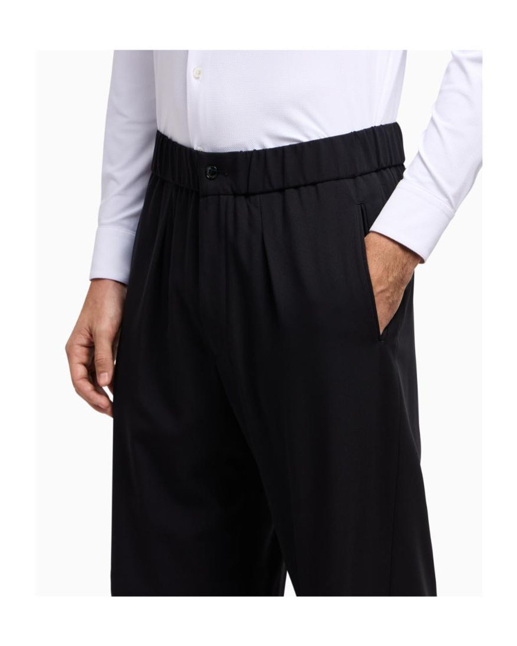Giorgio Armani Blue Pleated Tapered Trousers for men