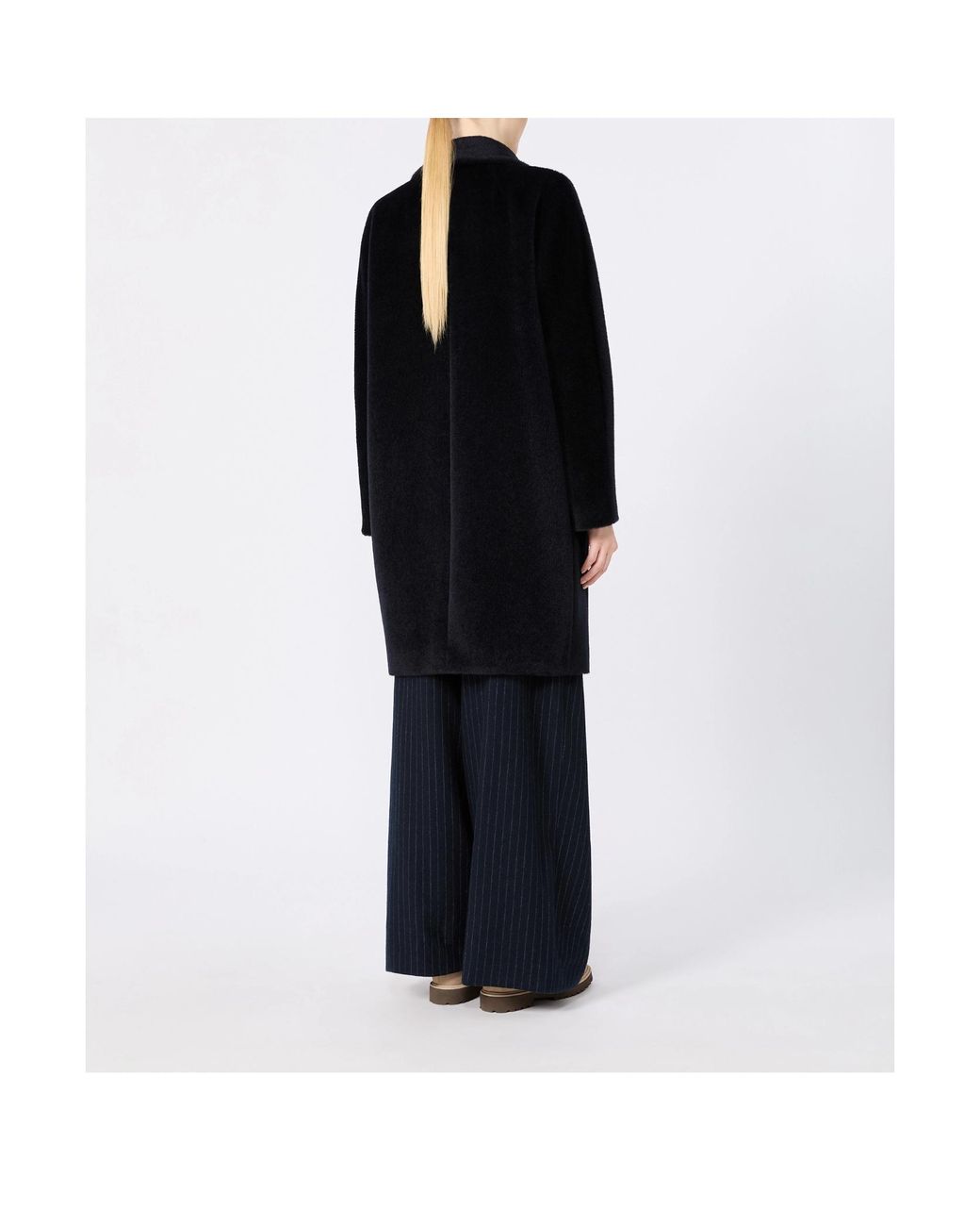 Max Mara Black 'S Roseto Double-Breasted Straight Hem Coat