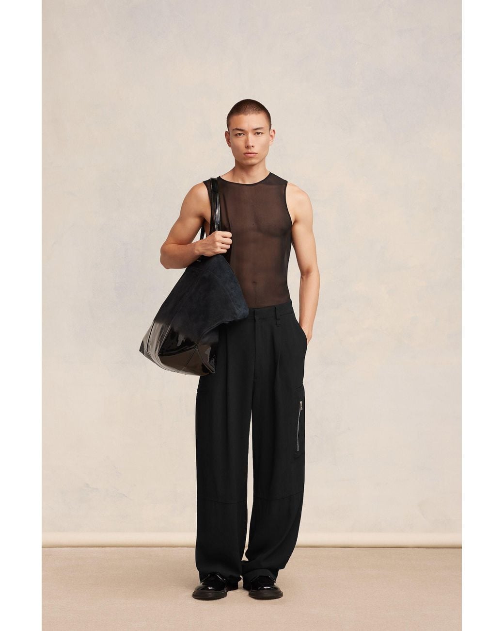 AMI Black Ami Wide-Leg Pants for men