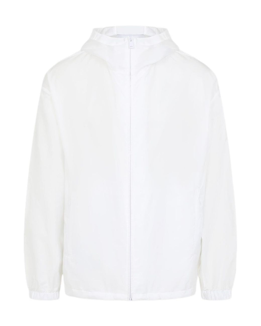 Prada White Zip-Up Hooded Jacket for men