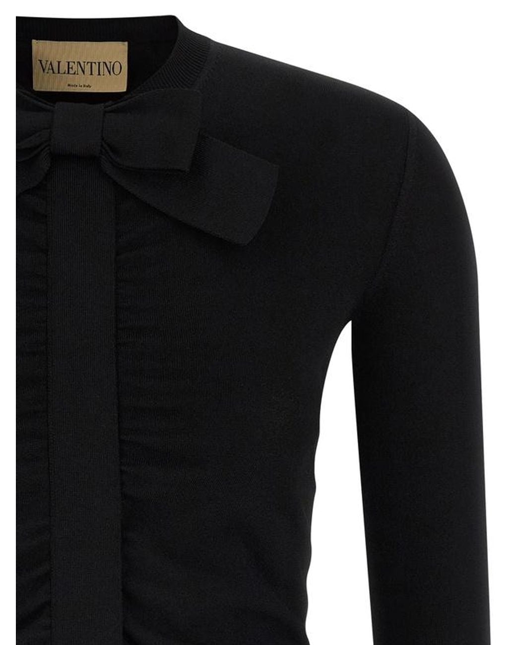 Valentino Blue Bow Detailed Long-Sleeved Cardigan