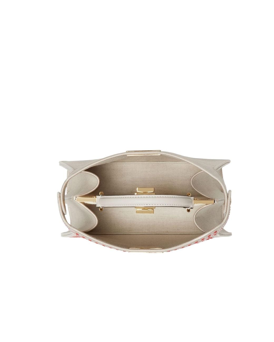 Fendi Red Canvas Bag With Coral Bandana Embroidery