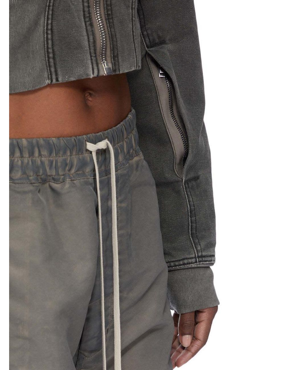 Rick Owens Gray Cropped Bomber Jacket