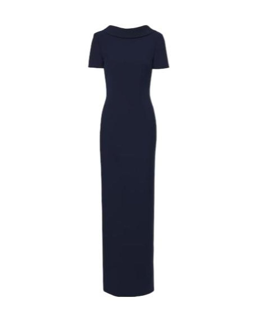 Roland Mouret Blue Padded Shoulder Maxi Dress