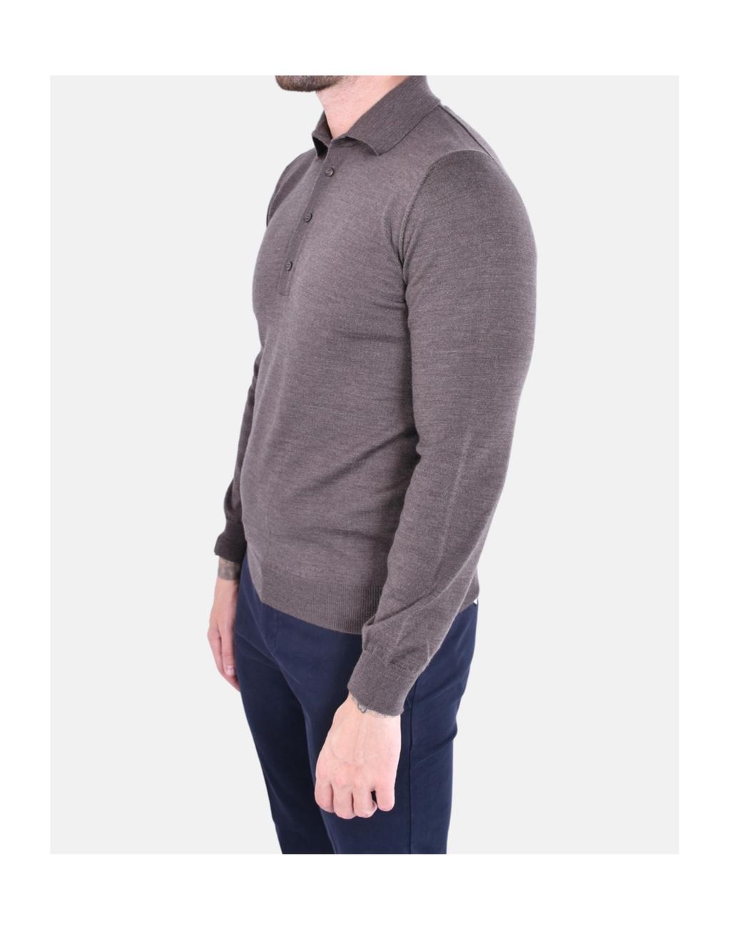 Kangra Cashmere Purple Kangra Four-Button Polo Shirt for men