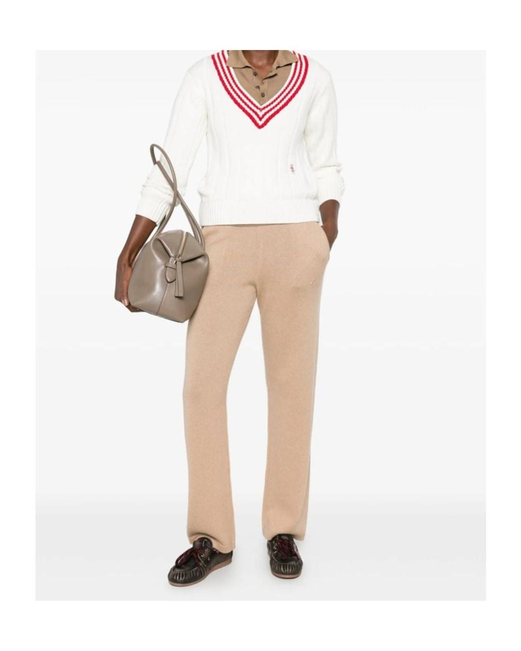 Sporty & Rich White Long-Sleeved Knit Top
