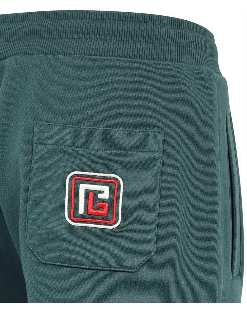 Balmain Green Logo Patch Drawstring Track Pants for men
