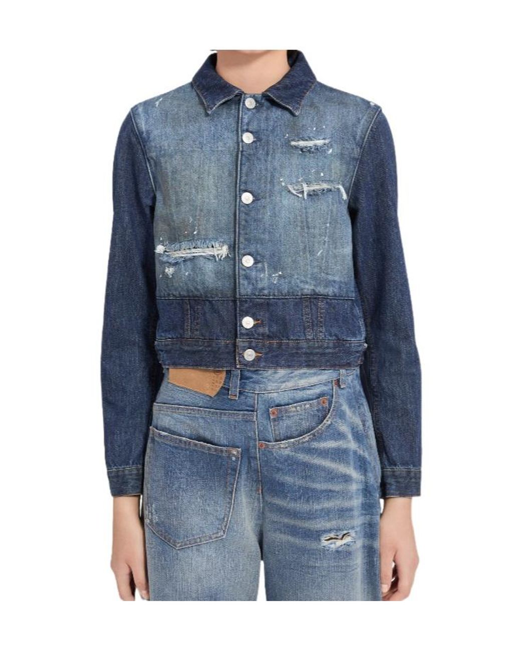 MM6 by Maison Margiela Blue Cropped Denim Jacket