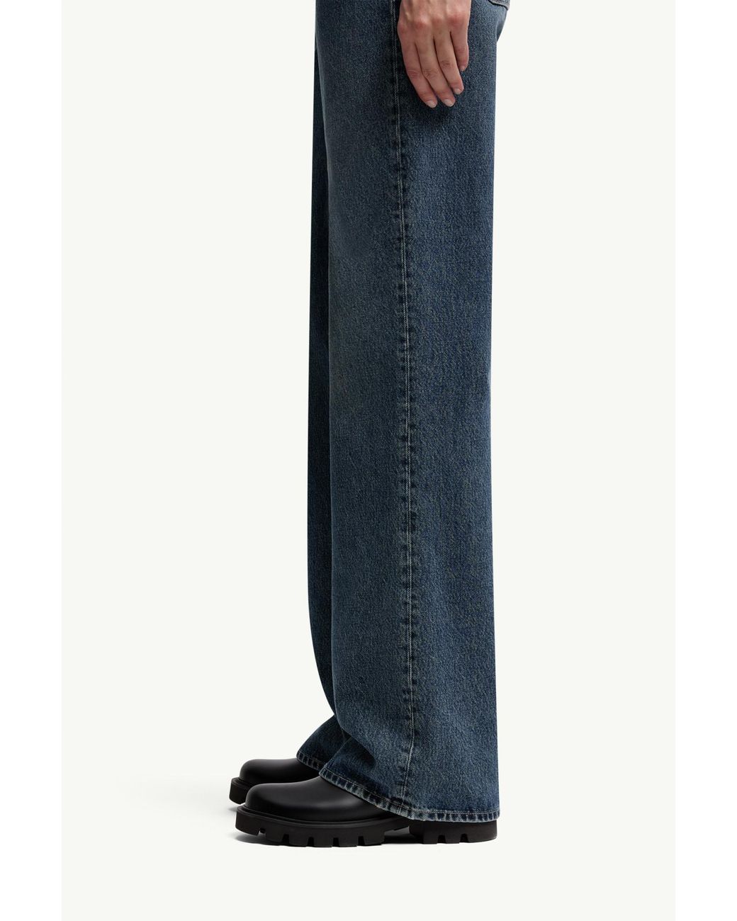 Moncler Blue Straight Leg Bleached Jeans