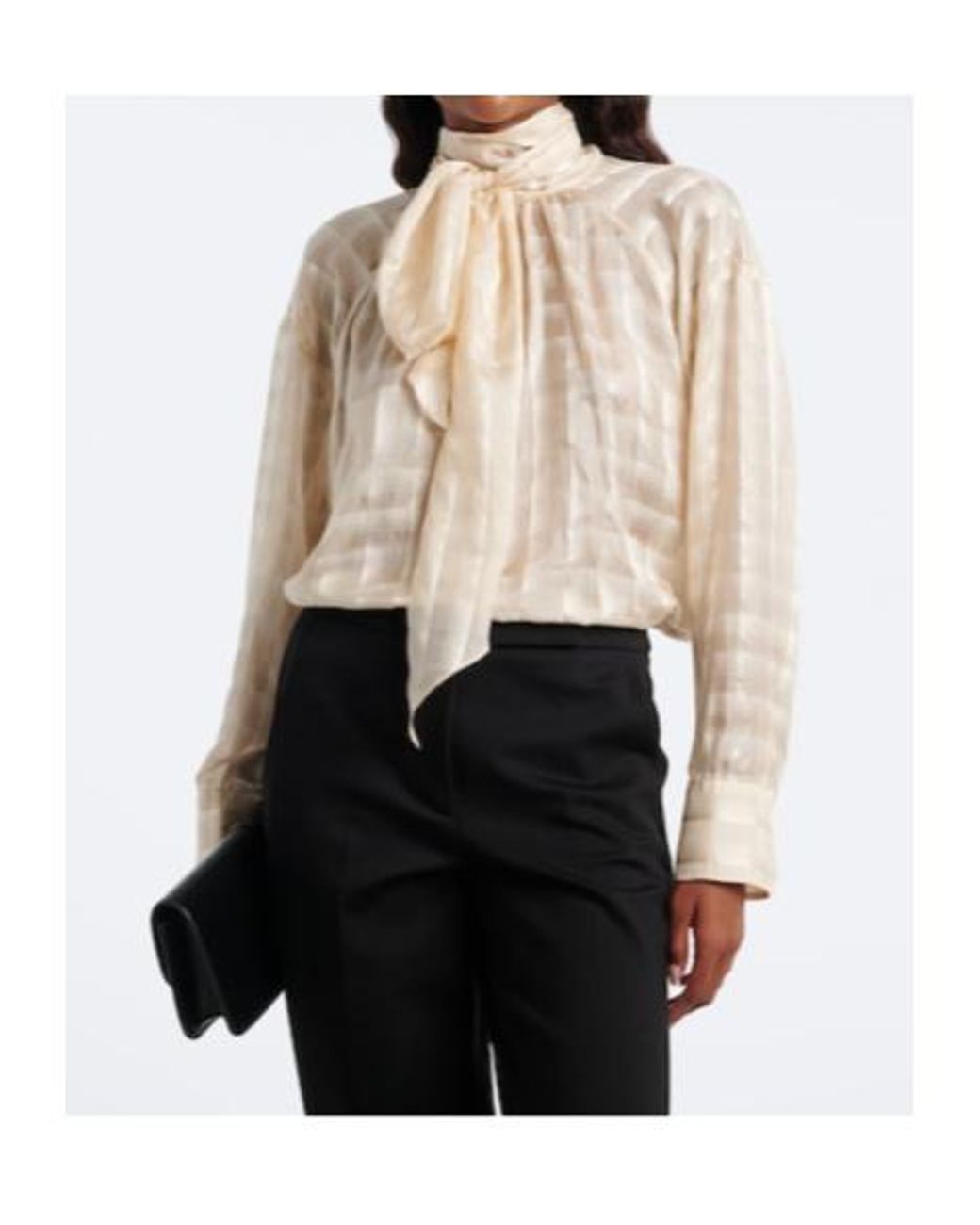 Dorothee Schumacher Natural Airy Check Tie-Neck Cotton And Silk Blouse