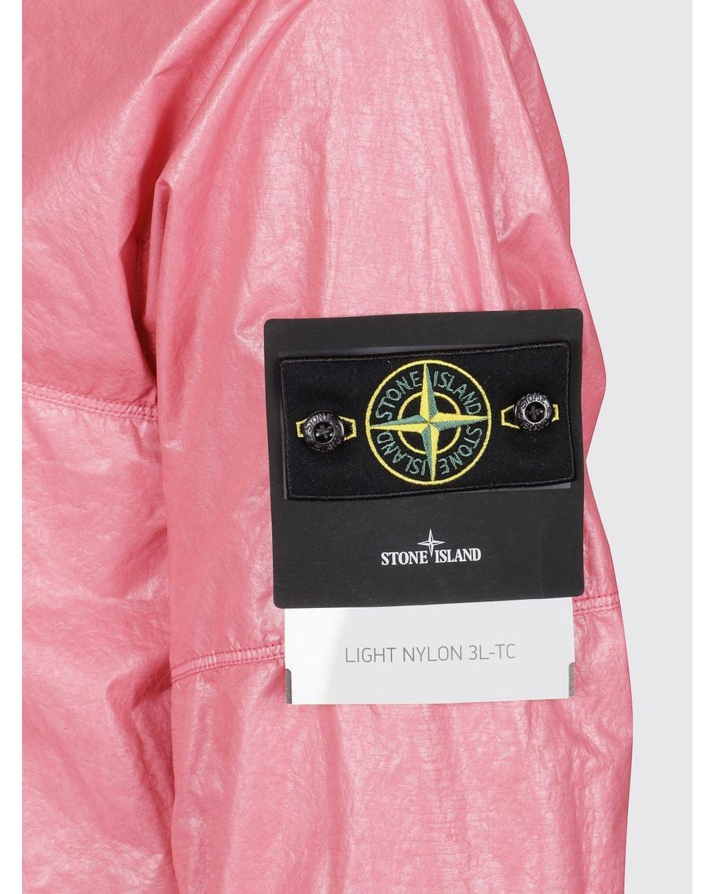 Stone Island Pink Logo-Patch Metallic Finish Jacket for men