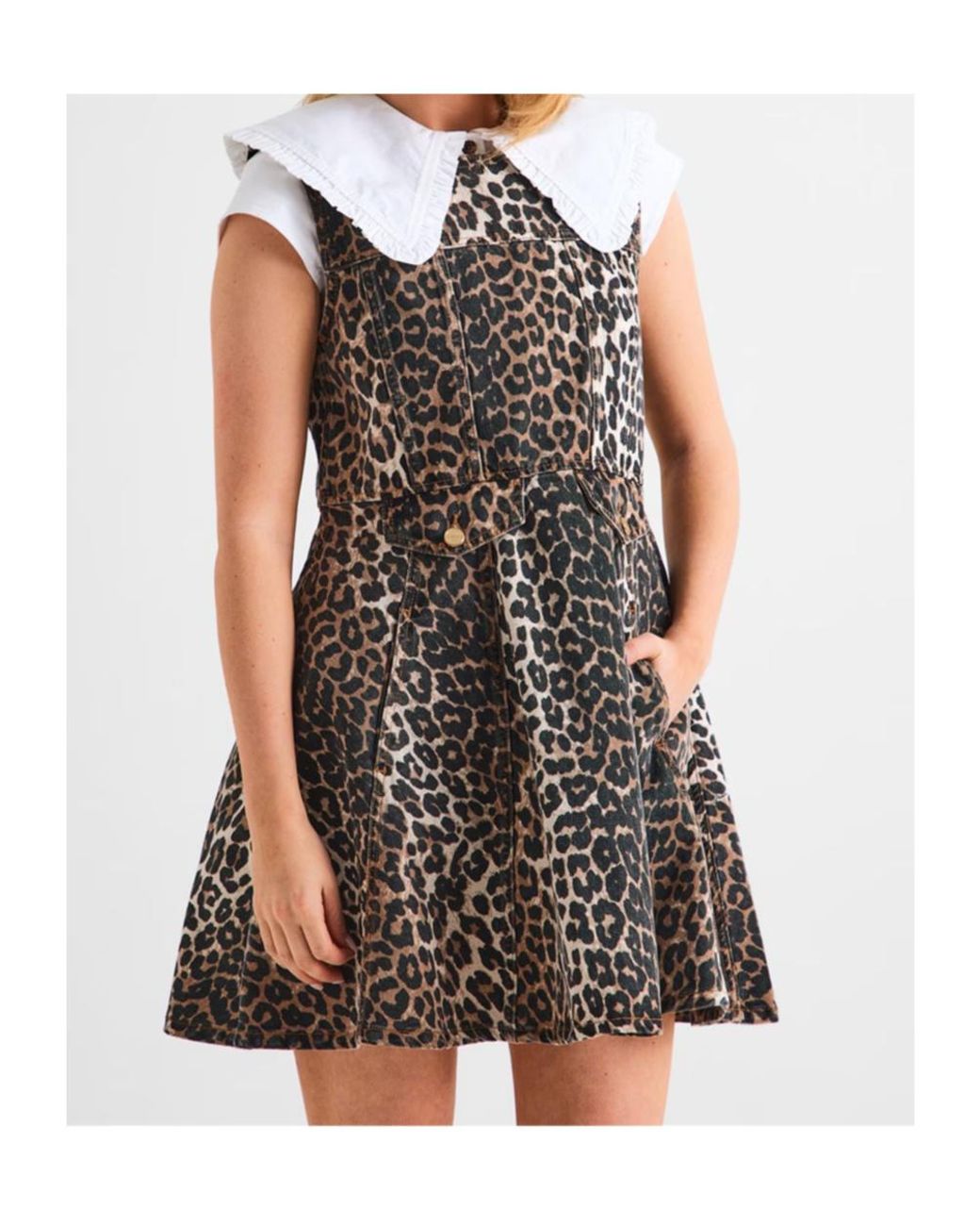 Ganni Black Printed Sleeveless Dress