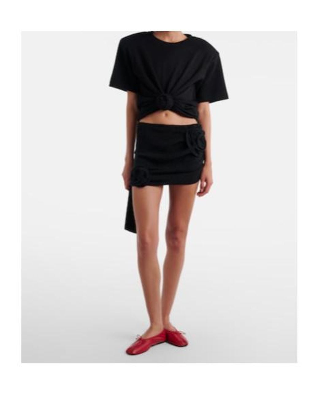 Magda Butrym Black Floral Crepe Mini Skirt