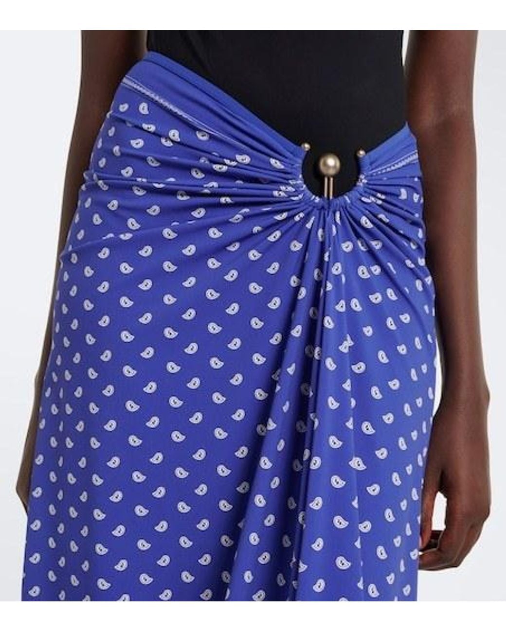 Christopher Esber Blue Ruched Orbit Bandana Maxi Skirt