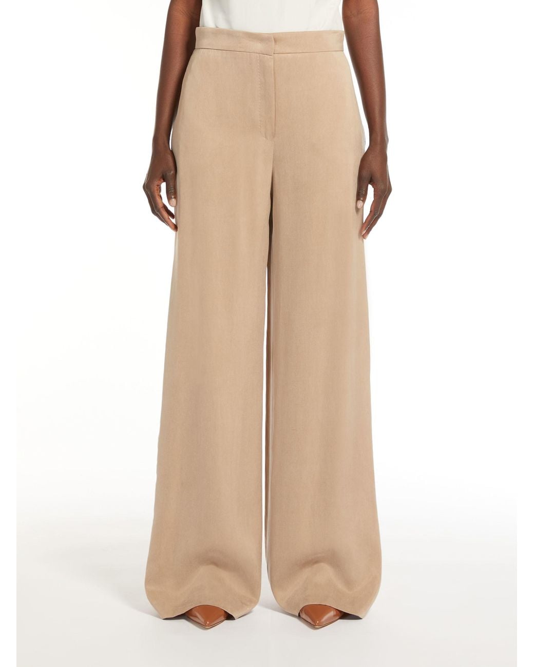 Max Mara Natural High-Belt Loop Casual Pants