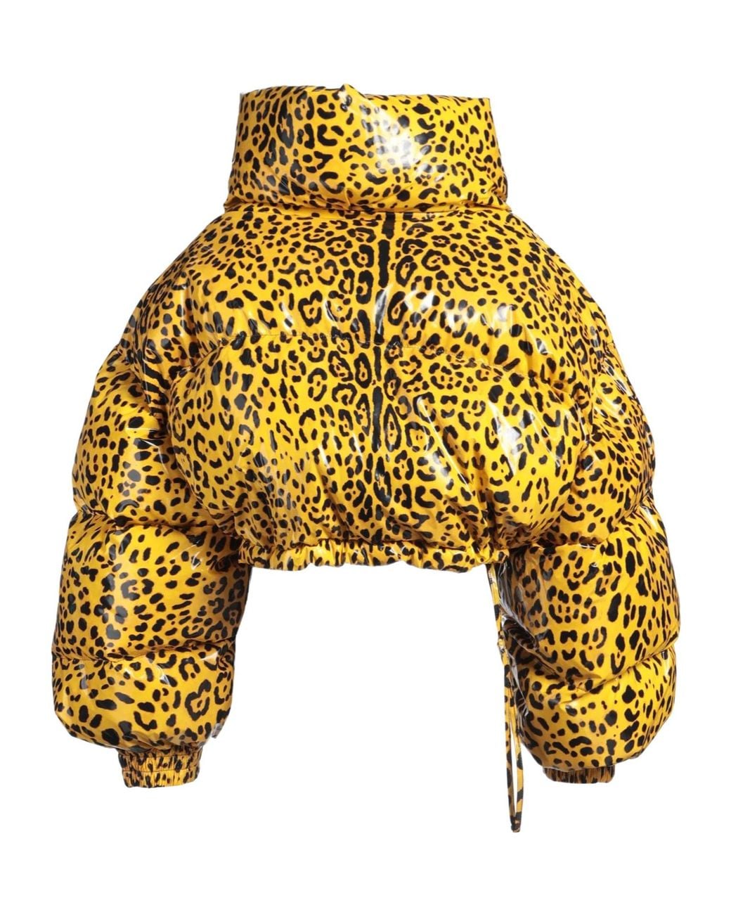 Dolce & Gabbana Yellow Leopard Print Down Jacket